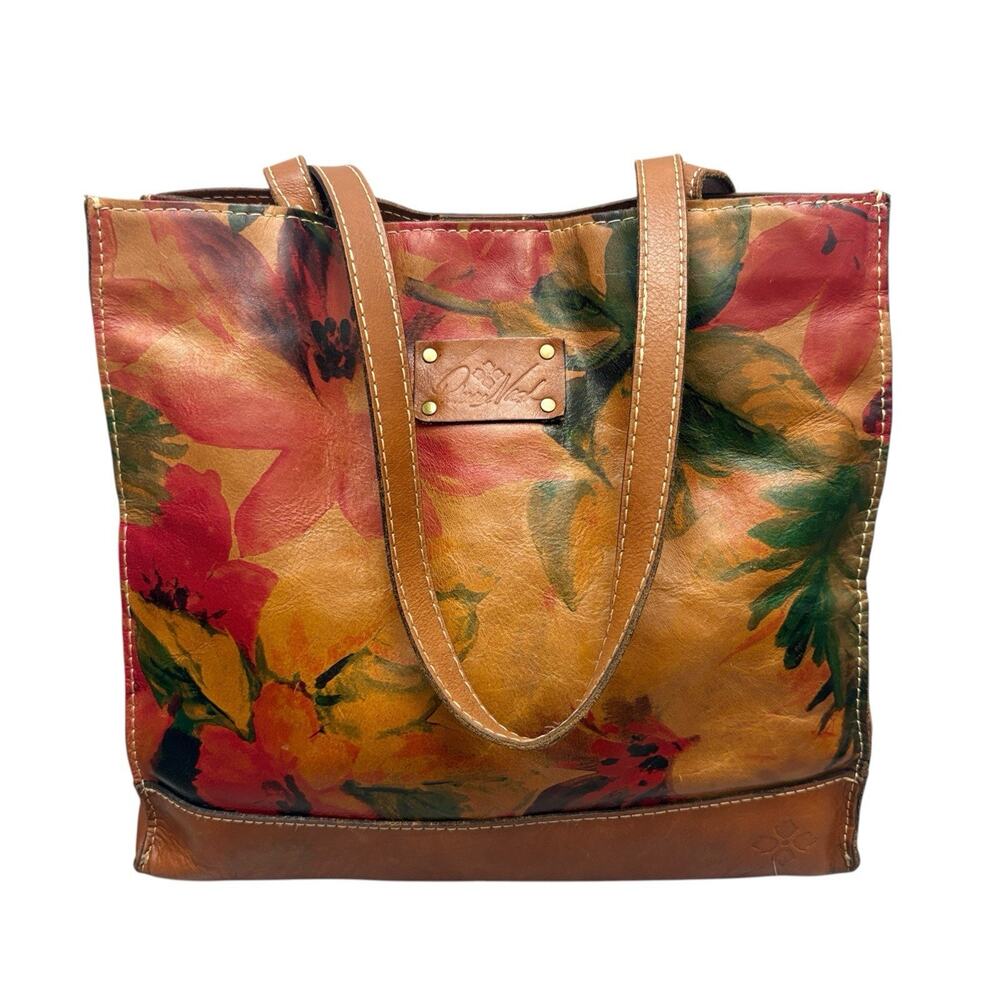 Patricia Nash Tote Bag Heritage Spring Floral Brown Leather Gava Shoulder Bag